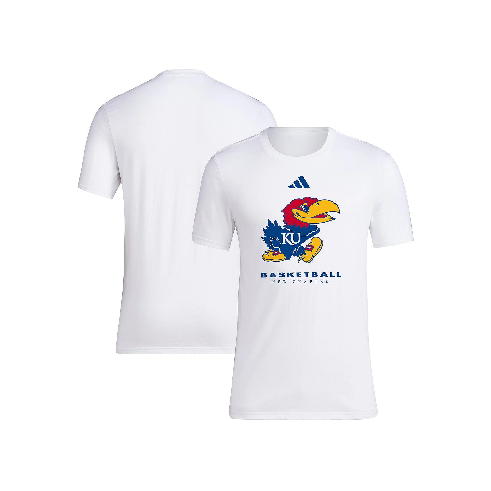 adidas  White Kansas Jayhawks 2023 On Court Bench Fresh T-Shirt, Men's, Size: XL Product Image