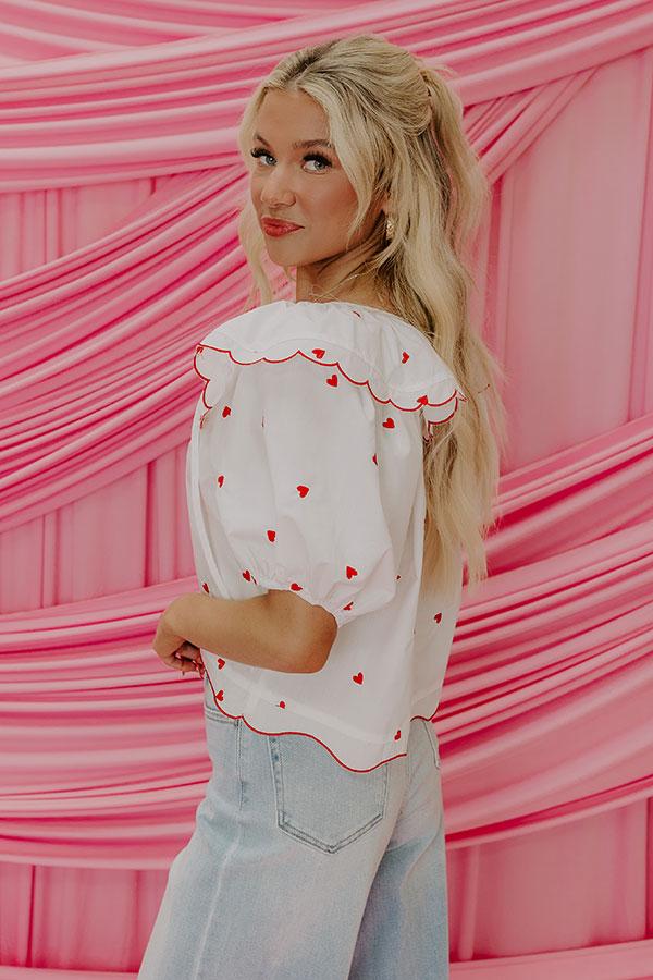 Candy Hearts Embroidered Top in White Product Image