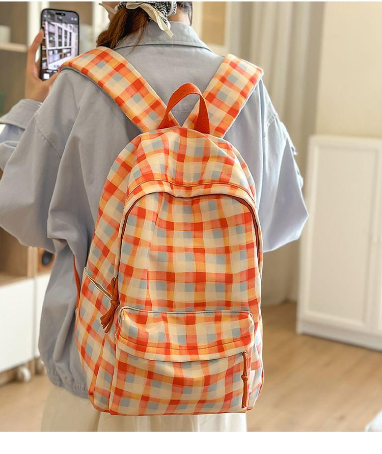 Plaid Nylon Laptop Backpack Product Image