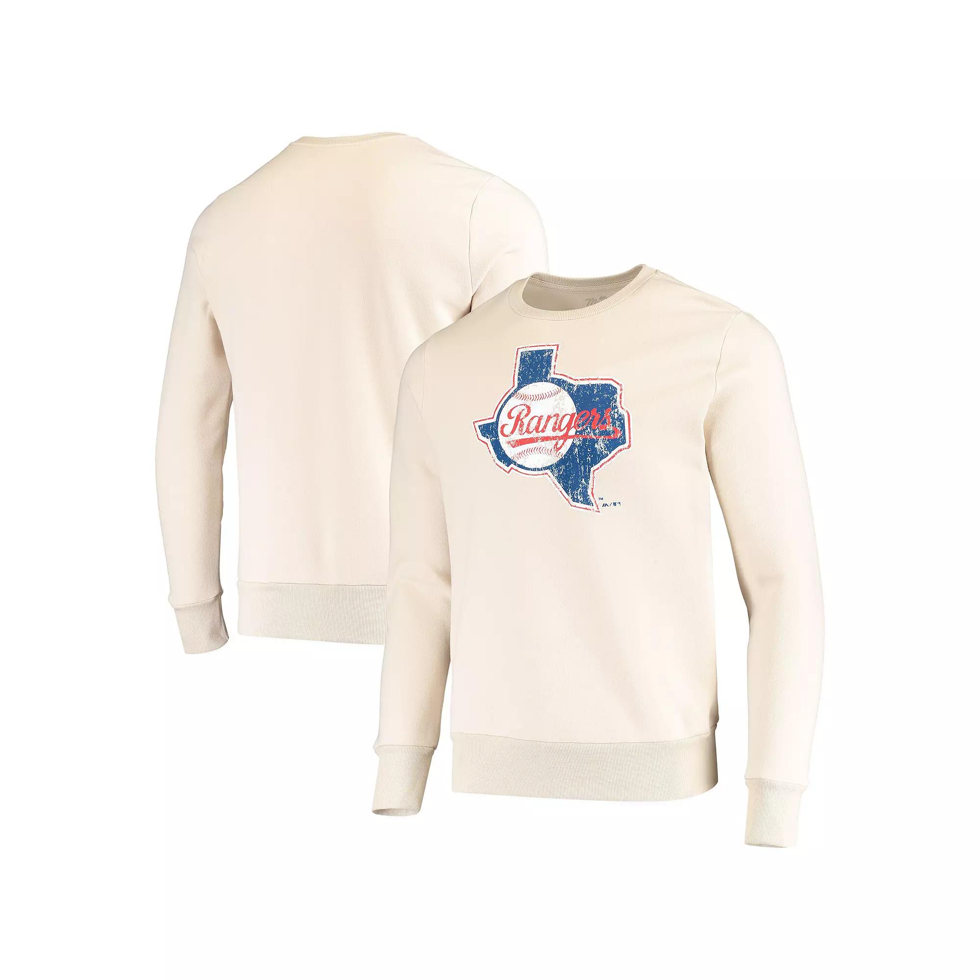 Men's Majestic Threads Oatmeal Texas Rangers Fleece Pullover Sweatshirt, Size: Large, Team Product Image