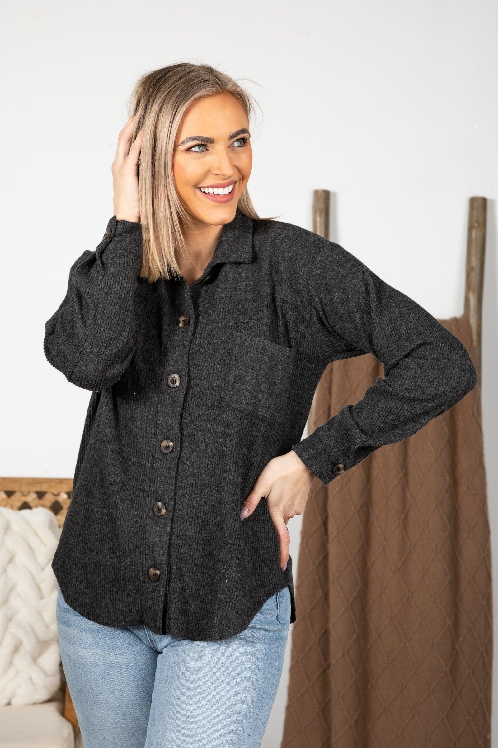 Soft Brushed Rib Collared Shackets Product Image