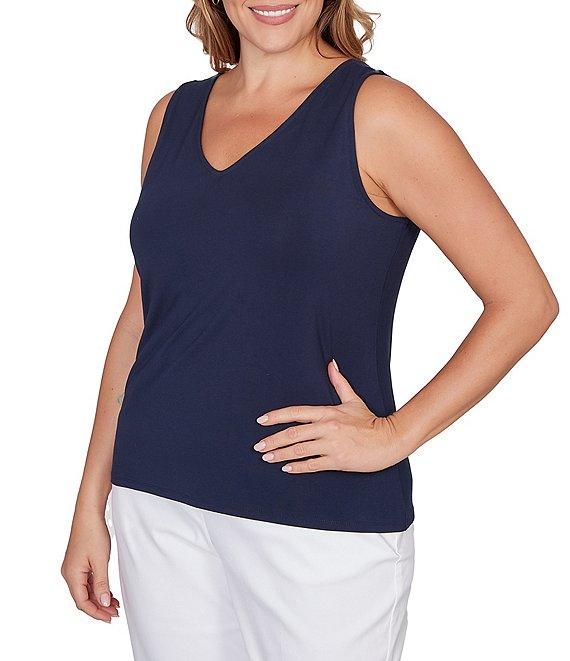 Ruby Rd. Plus Size Jersey Knit Reversible Neck Sleeveless Tank Product Image