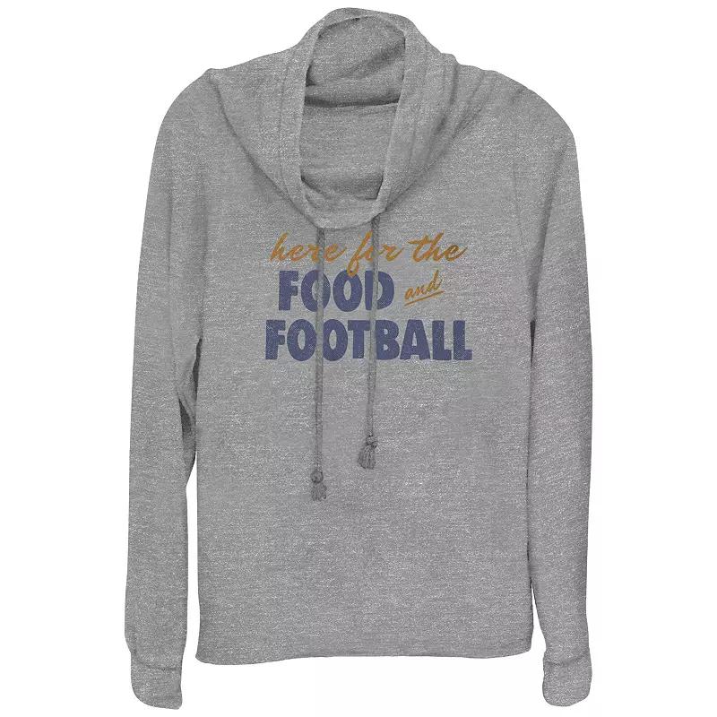 Women's Here For The Food And Football Cowlneck Graphic Lightweight Long Sleeve,  Product Image