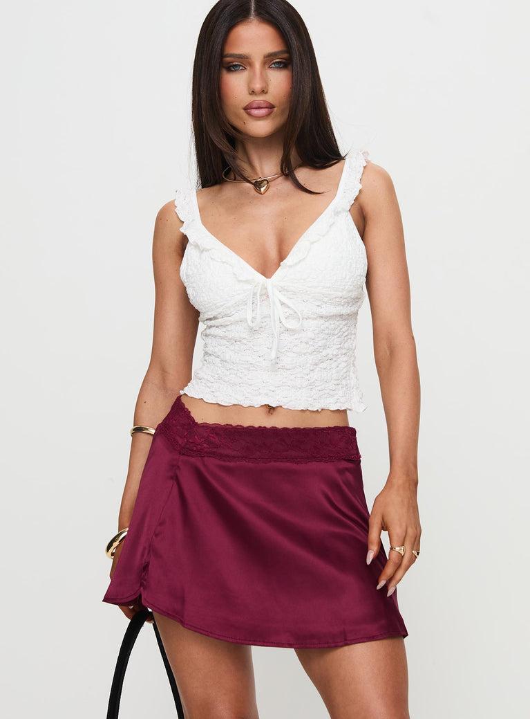 For Me Mini Skirt Burgundy Product Image