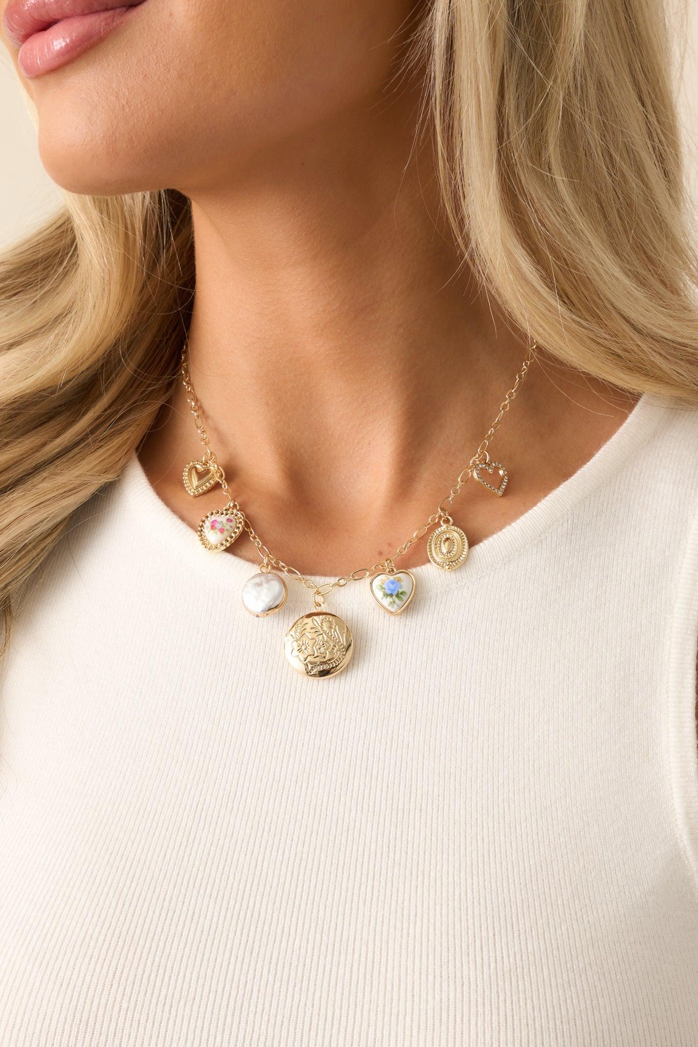 So In Love Gold Multi Charm Necklace Product Image