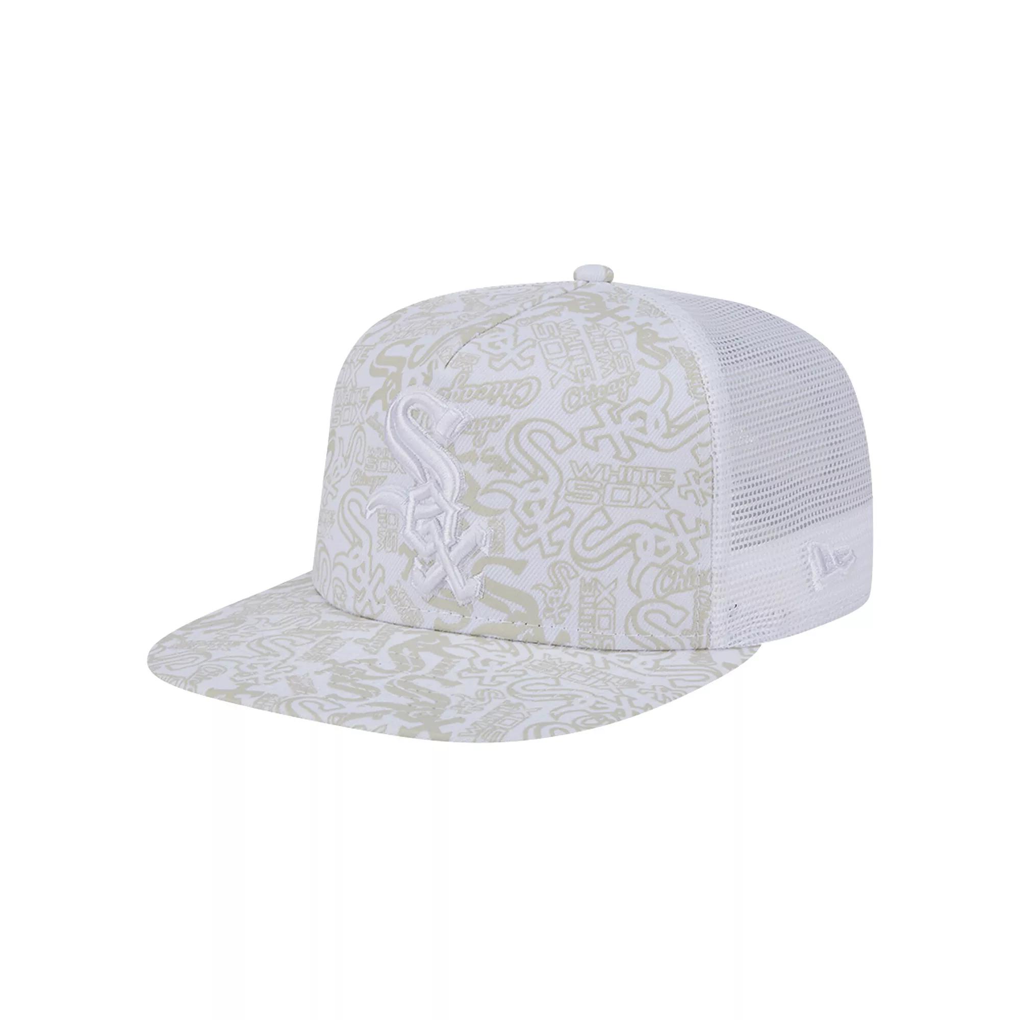 Men's New Era White Chicago White Sox Logo Dunes A-Frame Trucker 9FIFTY Snapback Hat Product Image