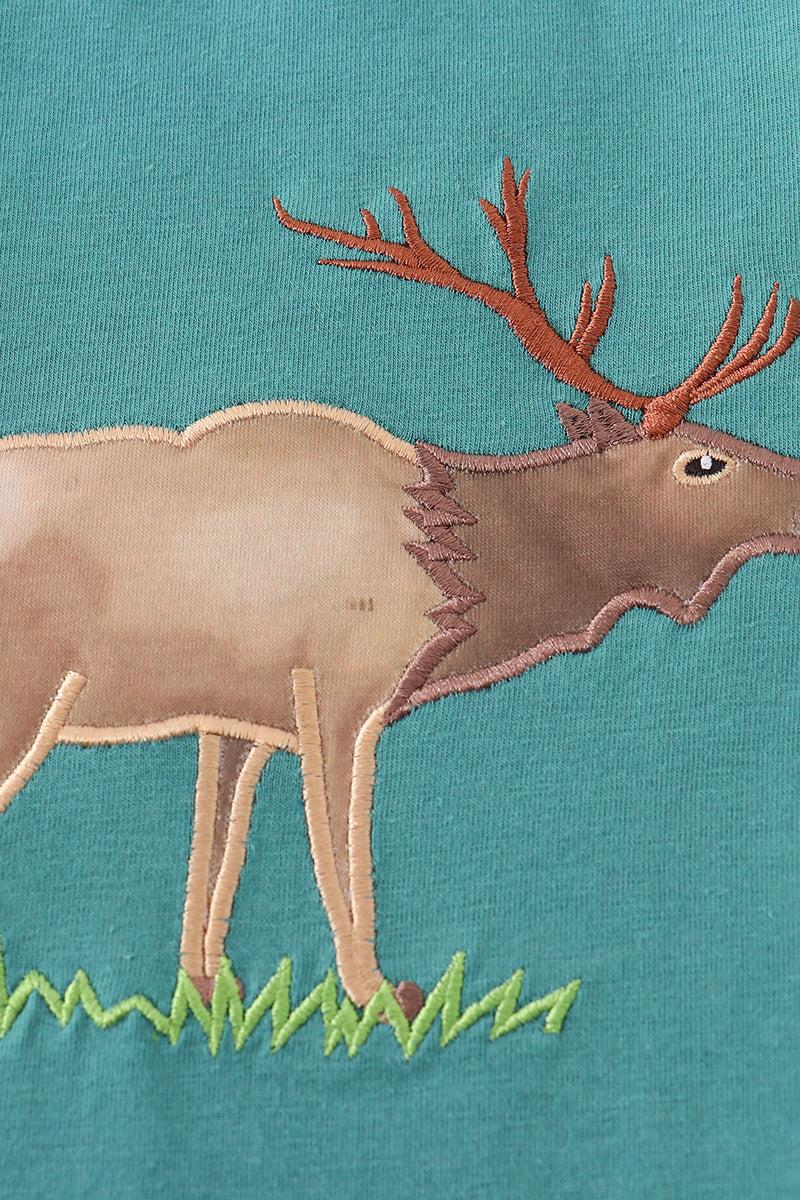 Blue deer applique top Product Image
