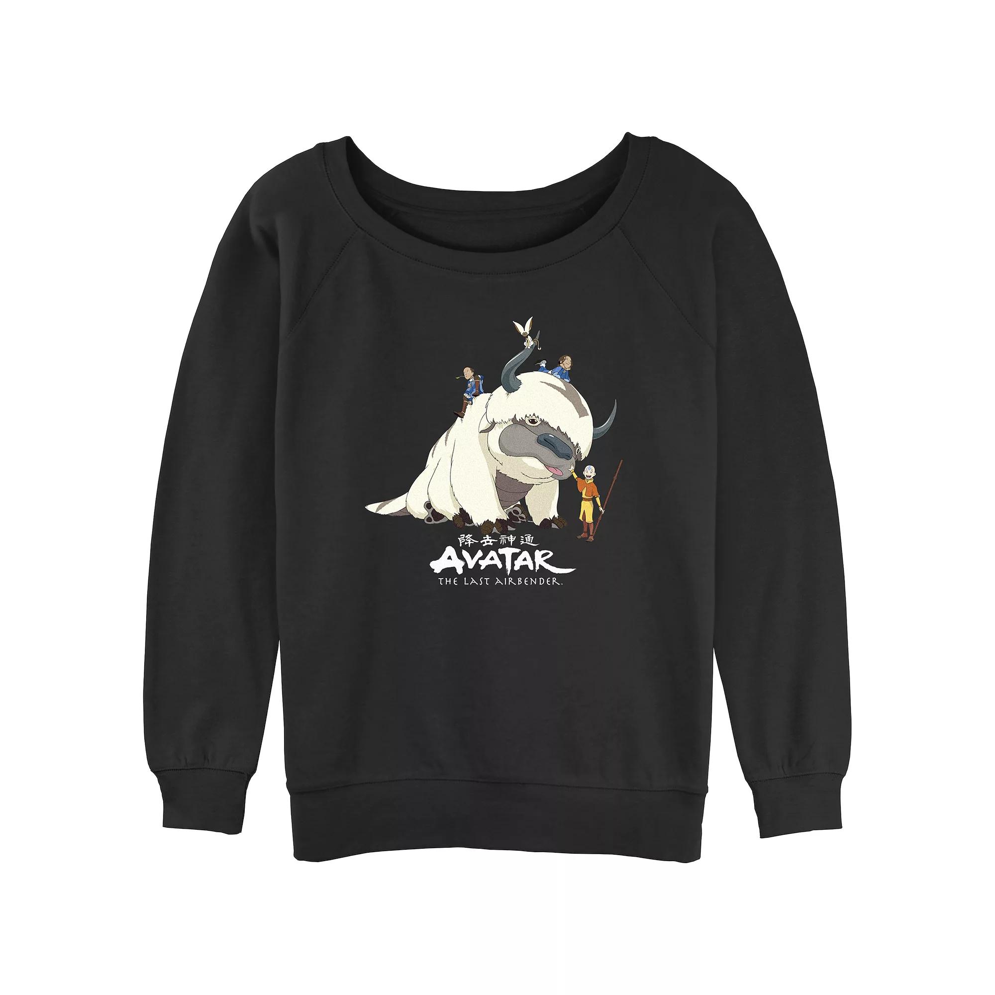 Juniors' Avatar The Last Airbender Aang Group Slouchy Terry Graphic Pullover, Women's, Size: Medium, Black Product Image