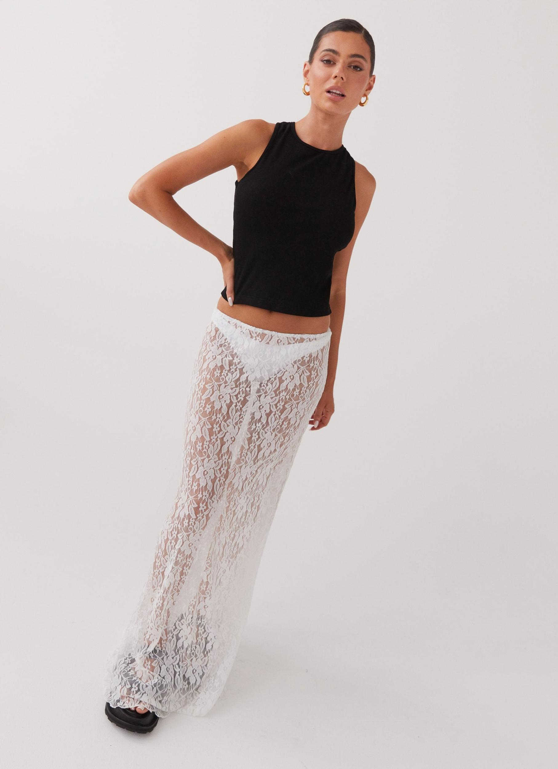 Sugar Sweet Lace Maxi Skirt - White Product Image