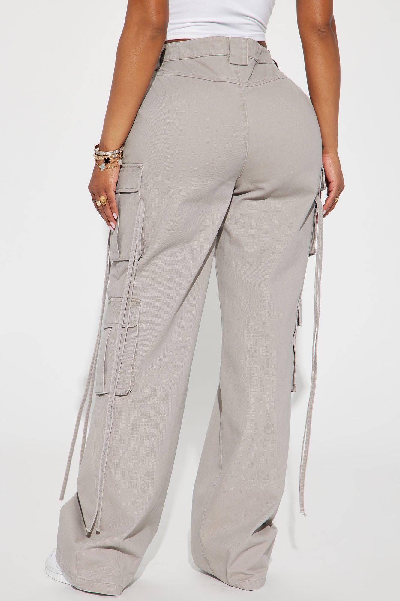 Golden Hour Wide Leg Cargo Pant - Grey Product Image
