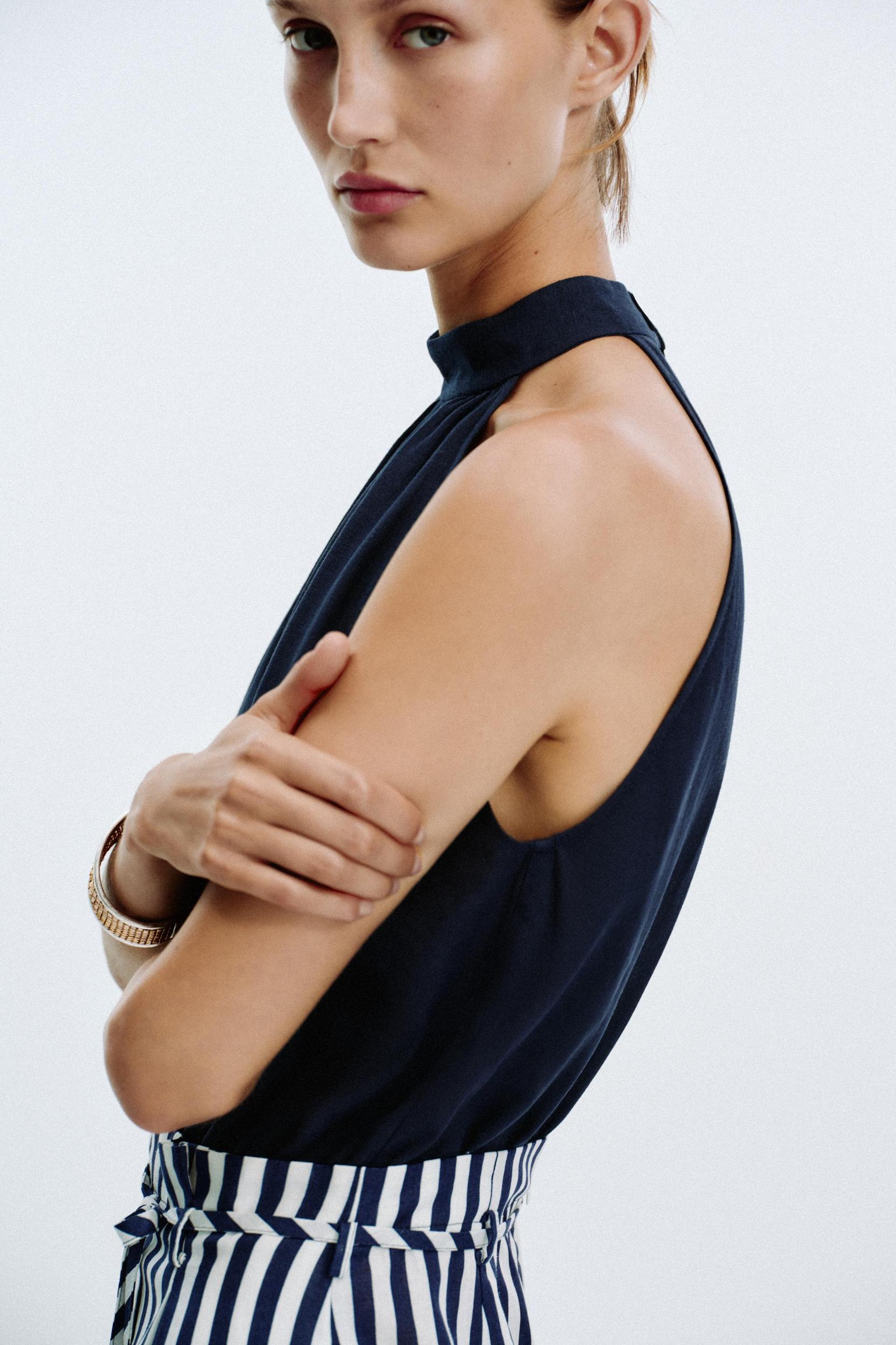 LINEN BLEND LONG JUMPSUIT Product Image