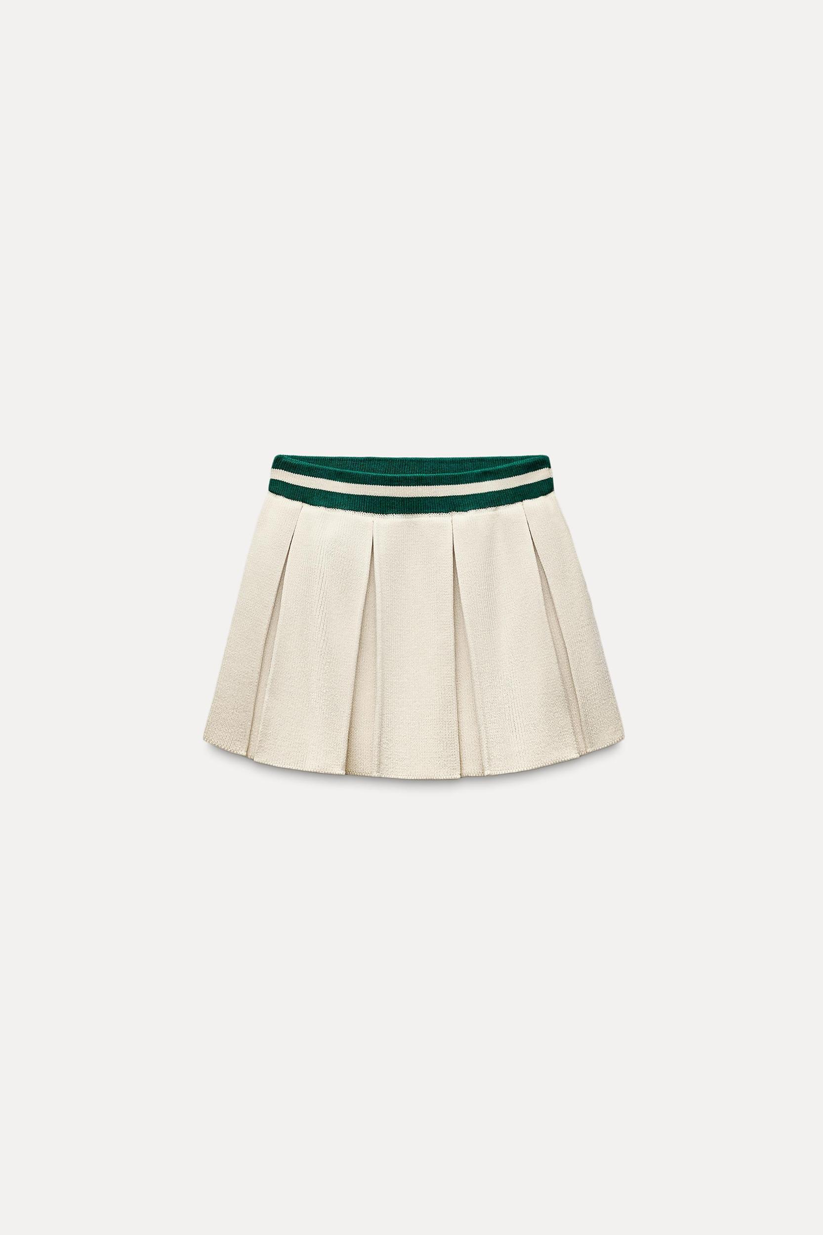 BOX PLEAT KNIT MINI SKIRT Product Image