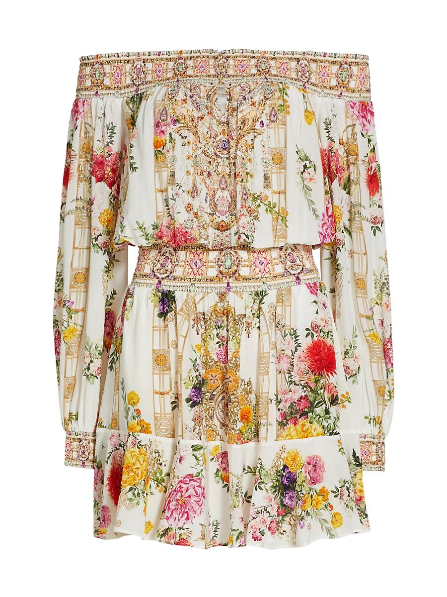 Womens Off-the-Shoulder Silk Minidress Product Image