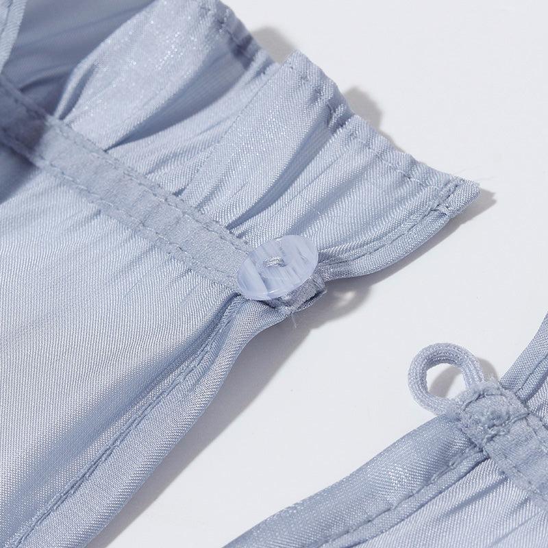 Ruffle Collar Velvet Patchwork Midi Collared Dress Product Image