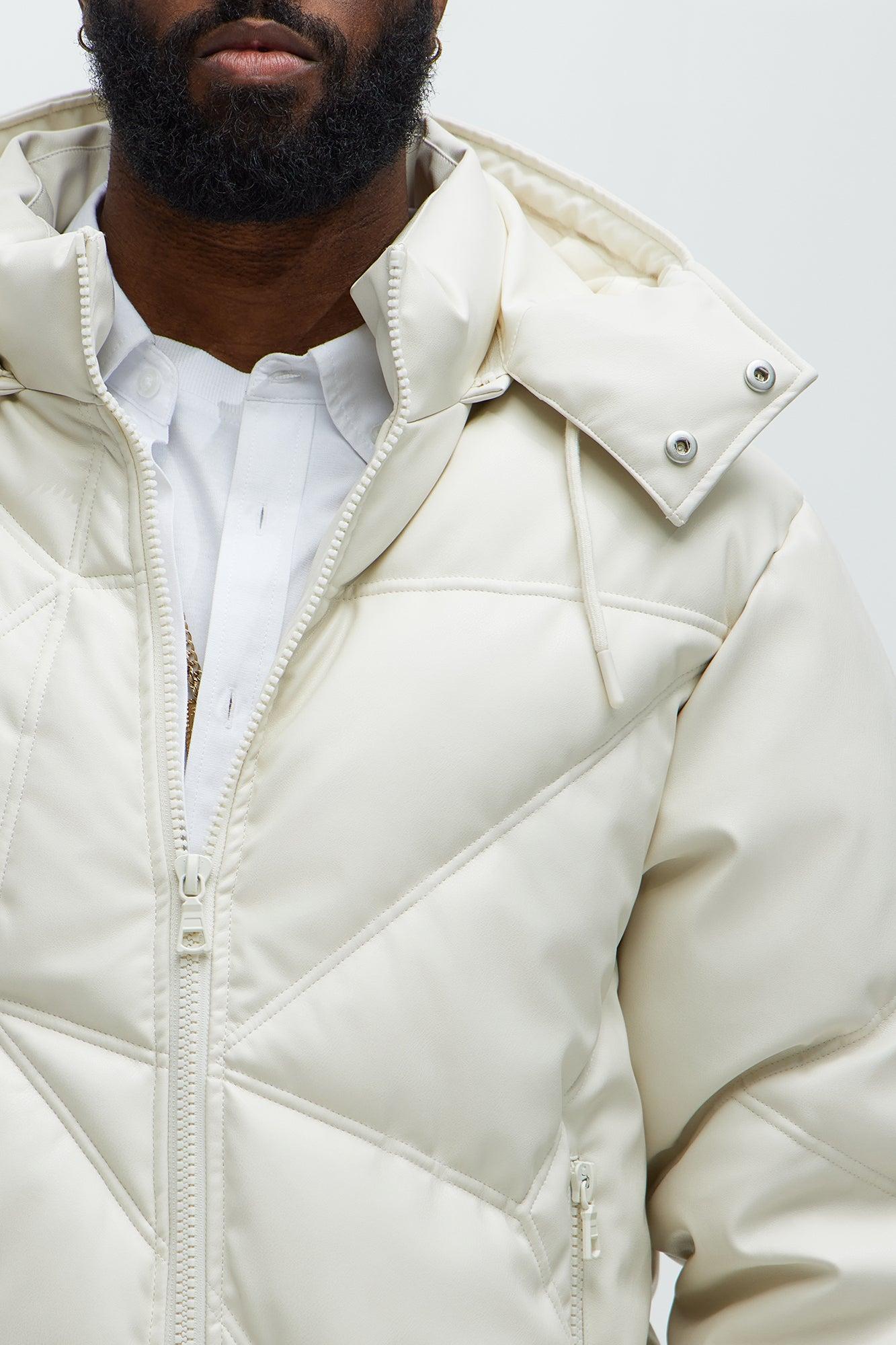 Looking For Me Padded Hood Puffer - White Male Product Image