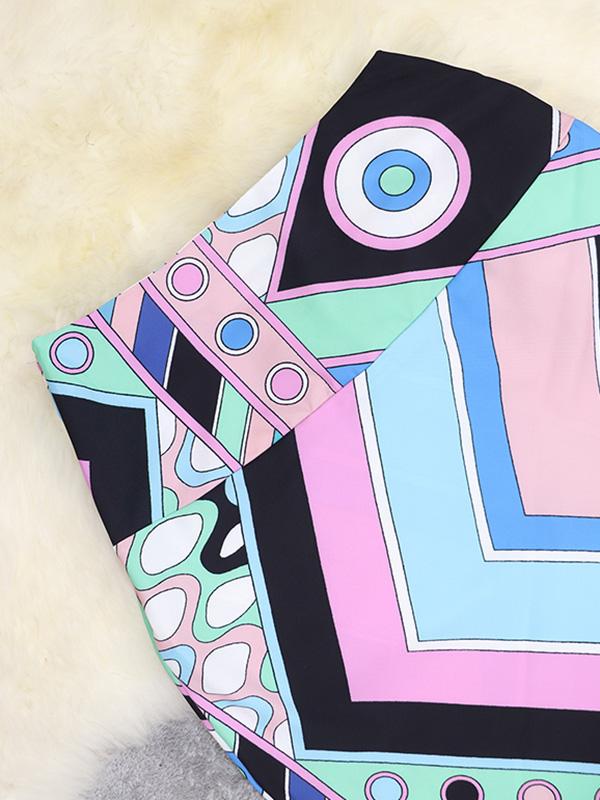 Buttoned Printed Lapel Blouses&Shirts Tops + Bodycon High Waisted Skirts Bottom Two Pieces Set Product Image