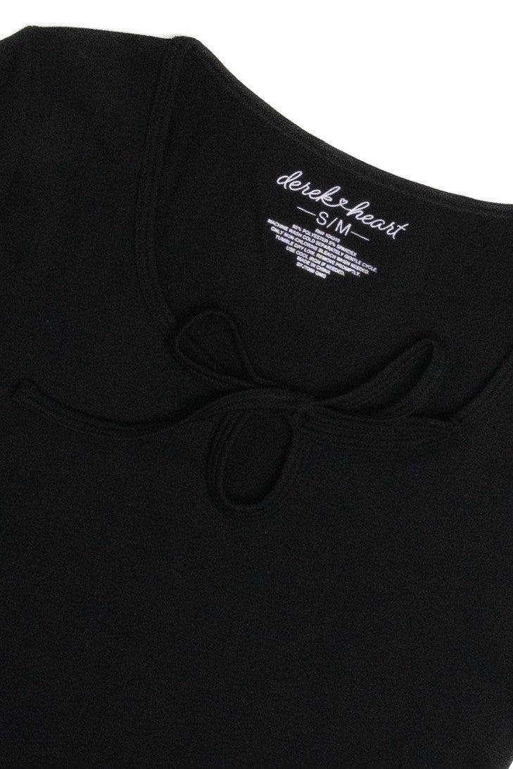 Black Tie Neck Seamless Tee Product Image