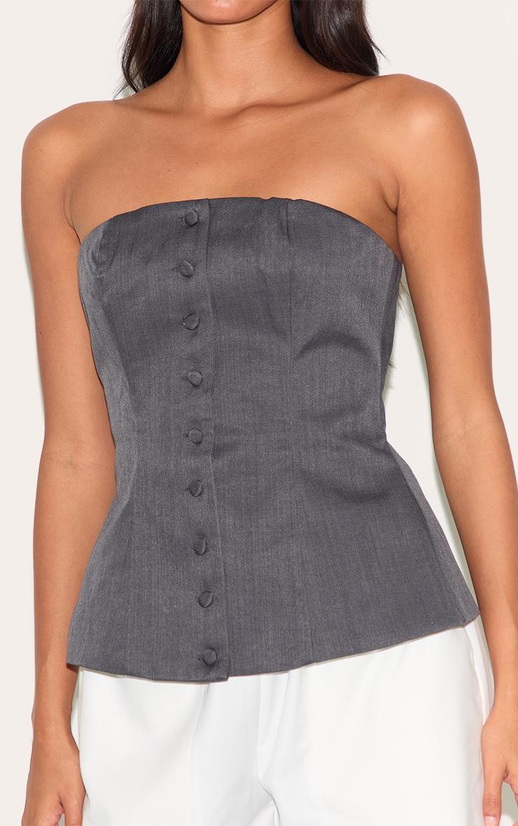 Charcoal Woven Structured Bandeau Vest Product Image