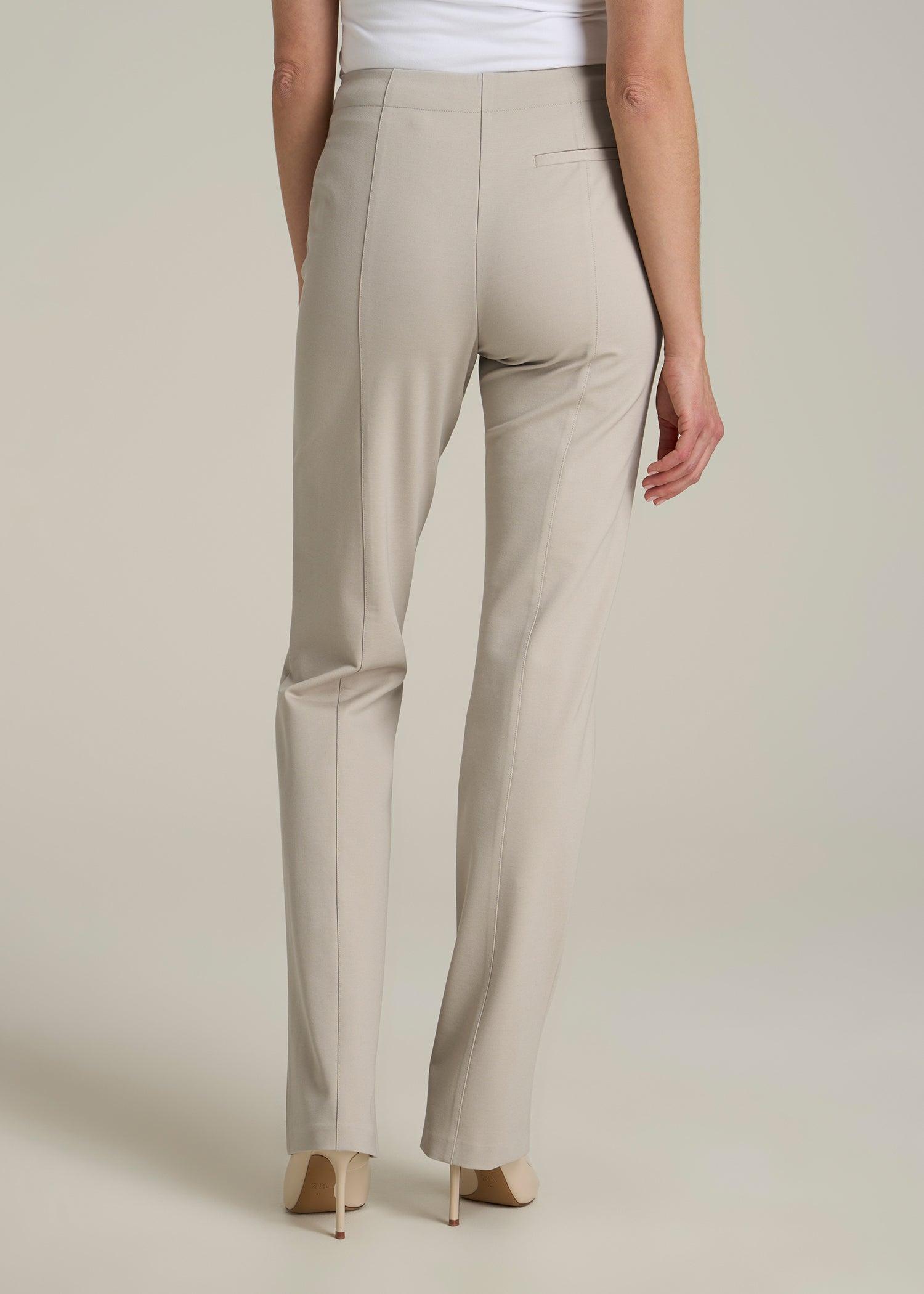 Slim Straight Leg Dress Pants for Tall Women in Stone Female Product Image