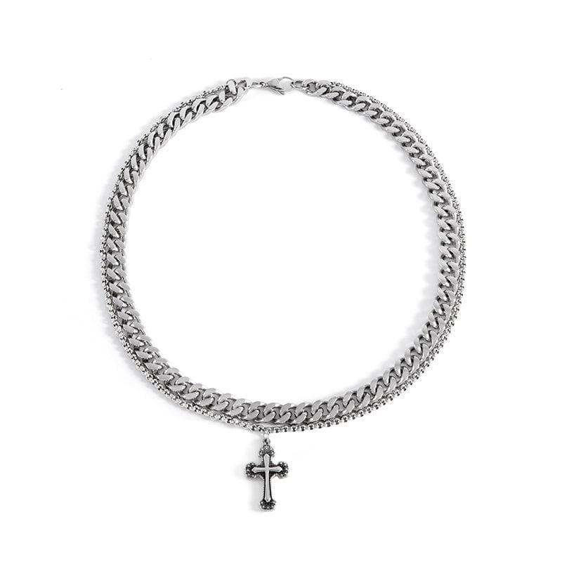 CROSS DOUBLE CHAIN NECKLACE Product Image