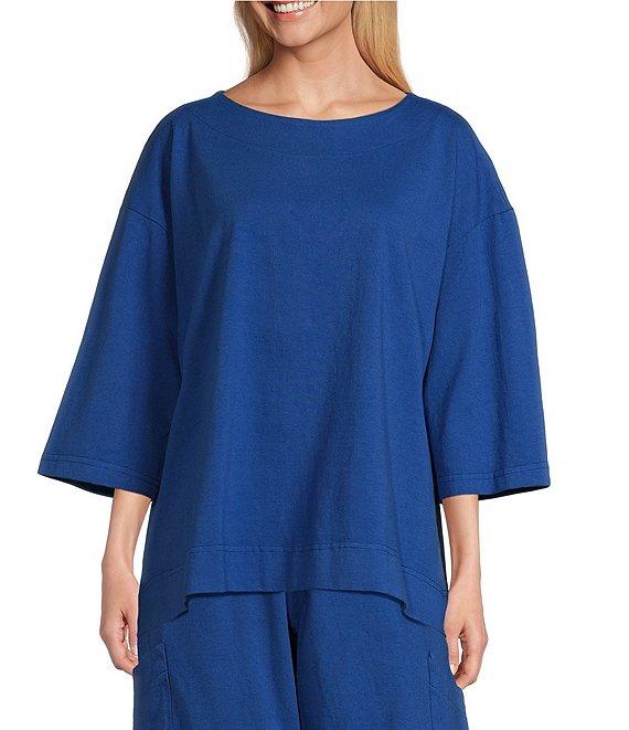 Bryn Walker Resort Cotton Jersey Round Neck 3/4 Sleeve Shirt Product Image