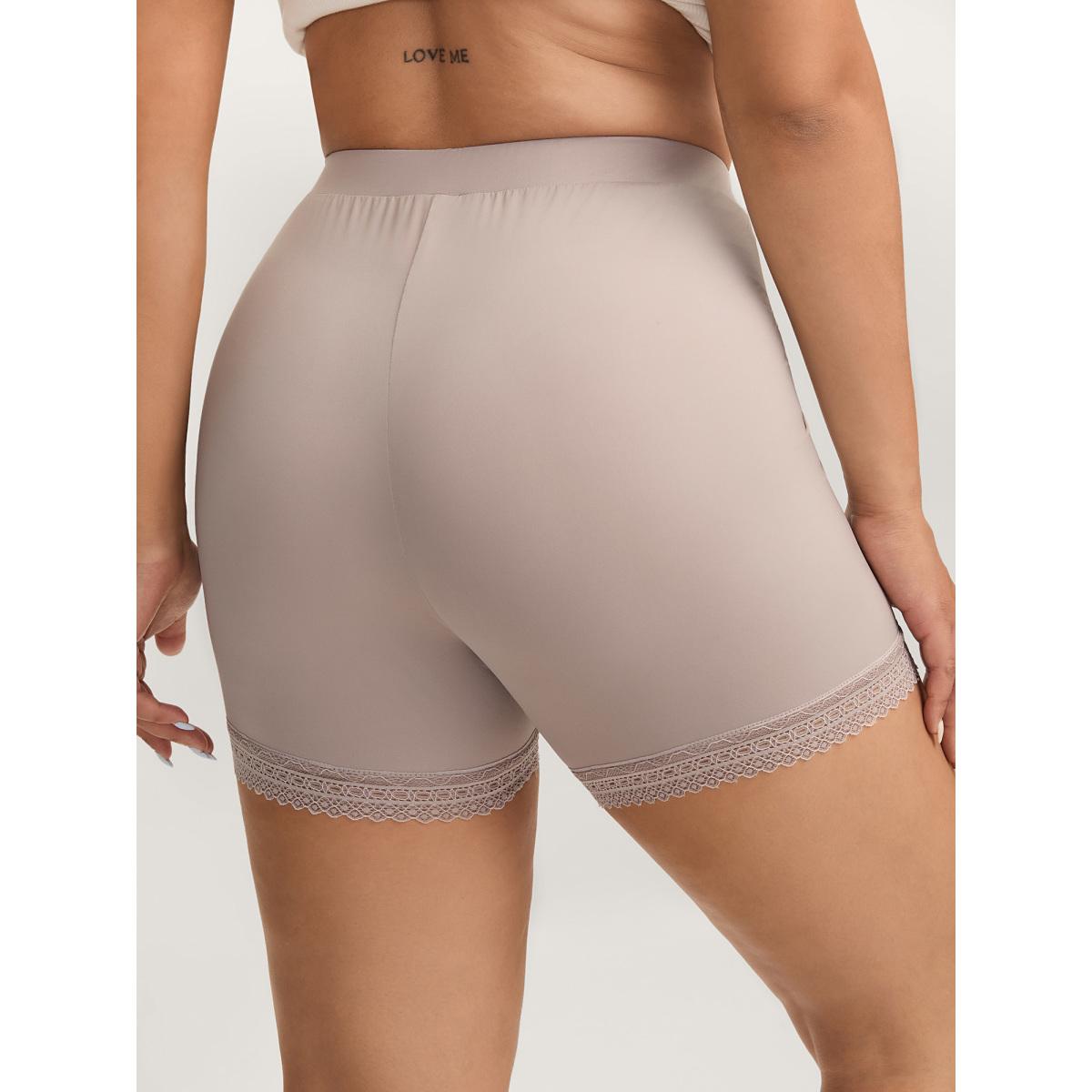 Plus Size Supersoft Stretchy Lace Hem Shorts Women Nudepink Timeless Patchwork Skinny Elegant Shorts BloomChic 14-16/1X Product Image