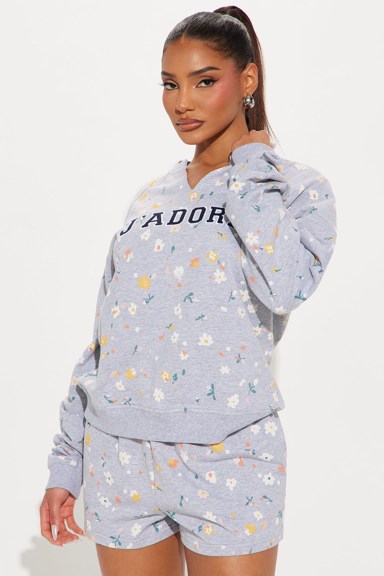 J'Adore Floral Short Set - Grey/combo Product Image