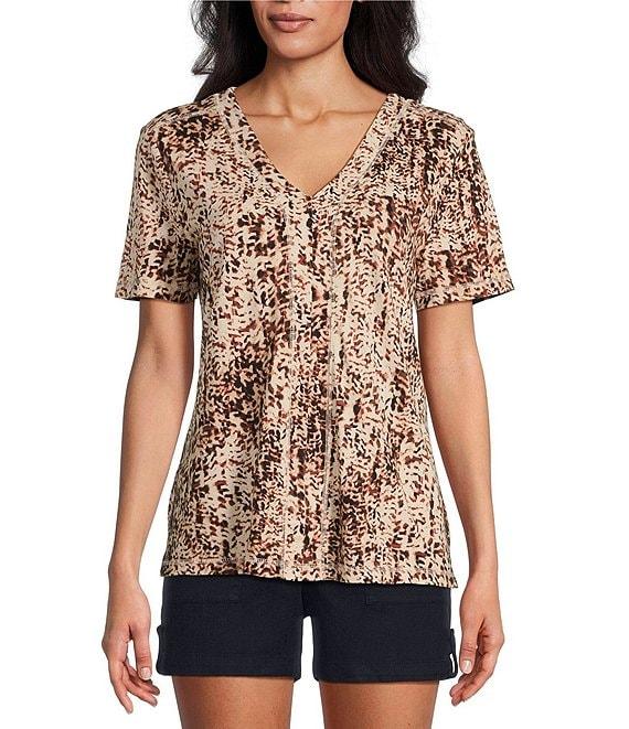 Westbound Animal Texture Short Sleeve V-Neck Top Product Image