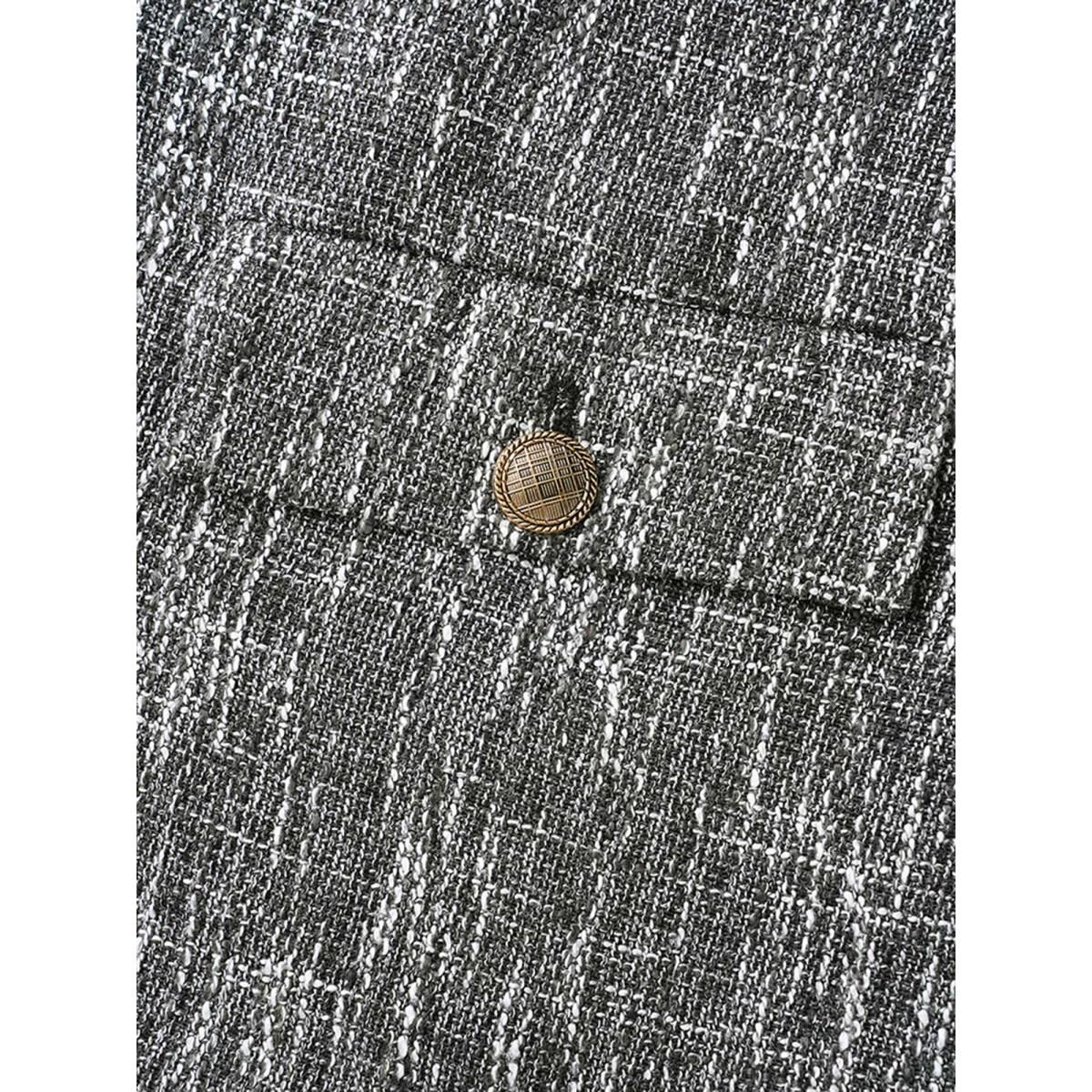 Plus Size Tweed Button Up Flap Pocket Jacket Women Black Button Open pocket with flap Everyday Jackets BloomChic 22-24/3X Product Image