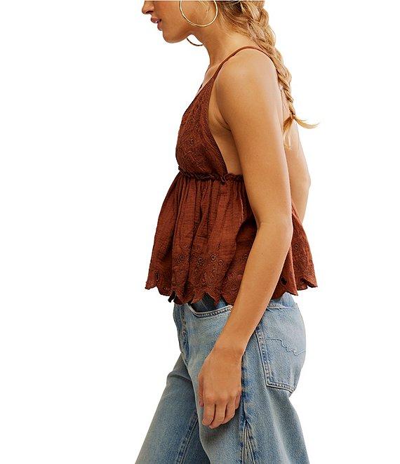 Free People Sunny Days Embroidered Plunge V-Neck Sleeveless Cami Product Image