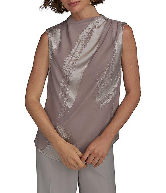 Donna Karan Burnout Gathered Shoulder Sleeveless top Product Image