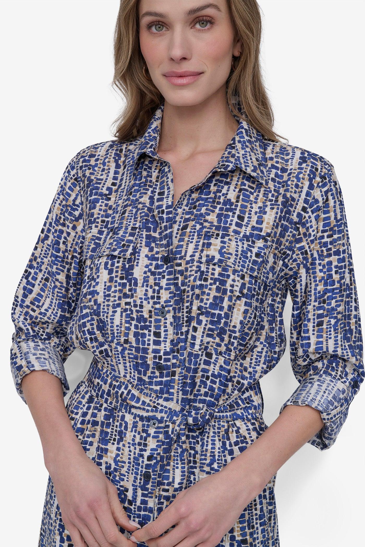 BELTED TIERED MIDI SHIRT DRESS Product Image