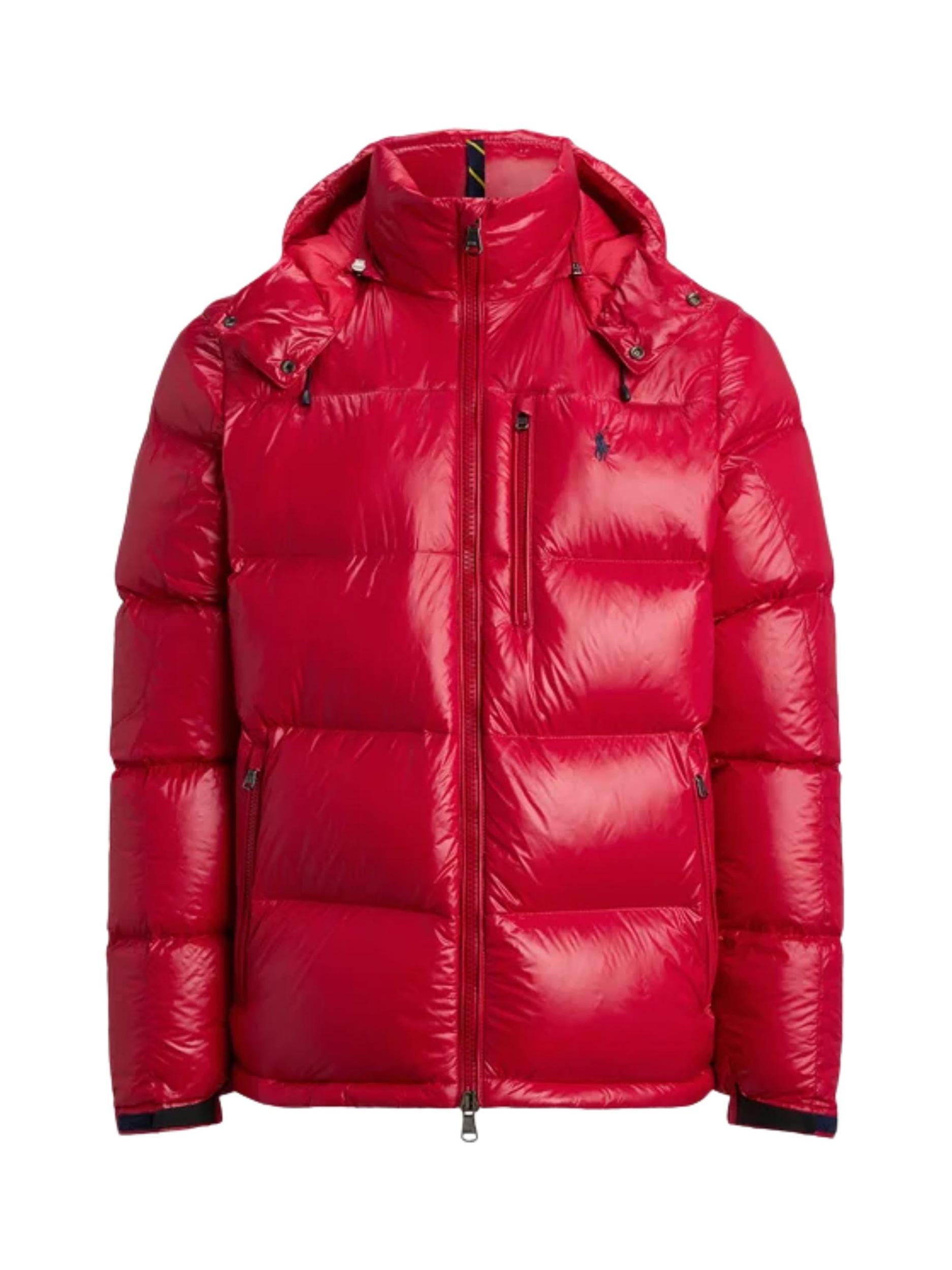 POLO RALPH LAUREN The Gorham Glossed Down Jacket With Detachable Hood In Red Product Image