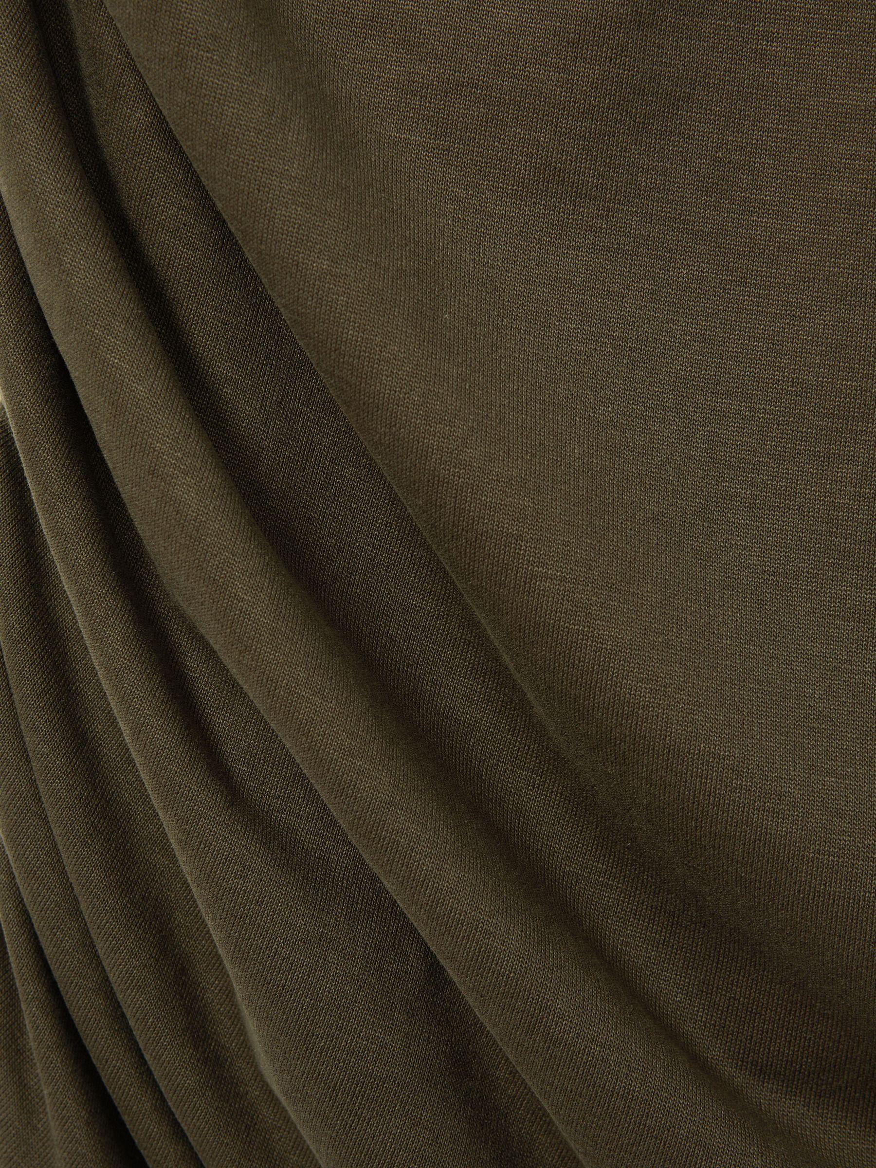 Victoria Khaki Ruched Jersey Open-Collar Mini Dress Product Image