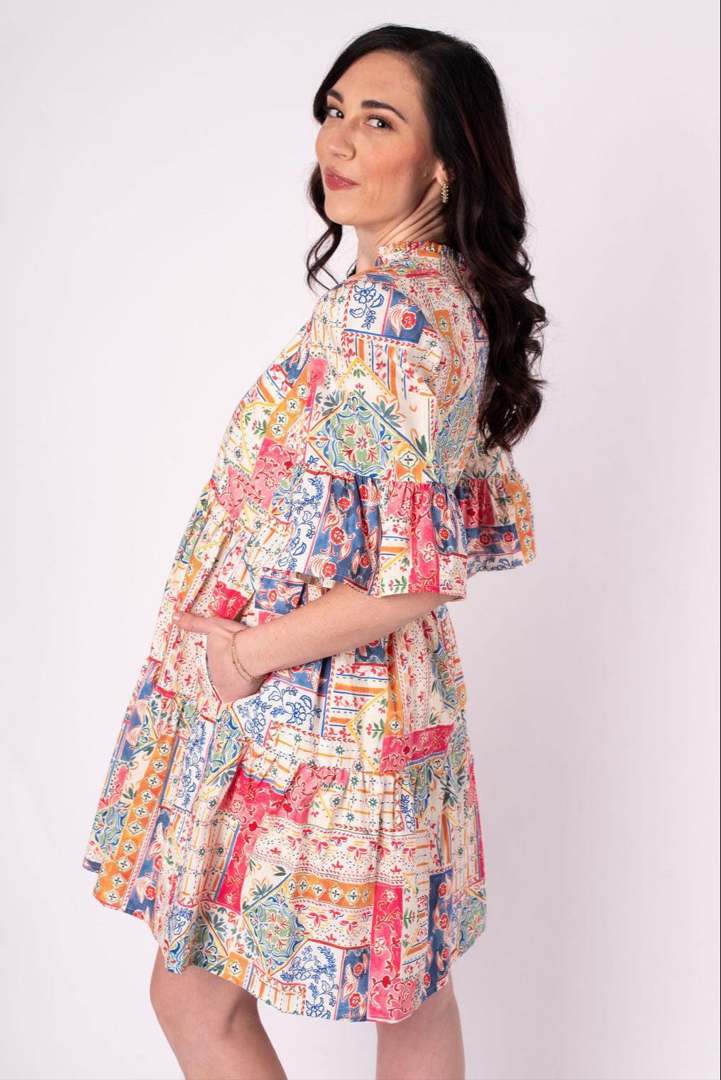 Jane V-Neck Mini Dress Product Image