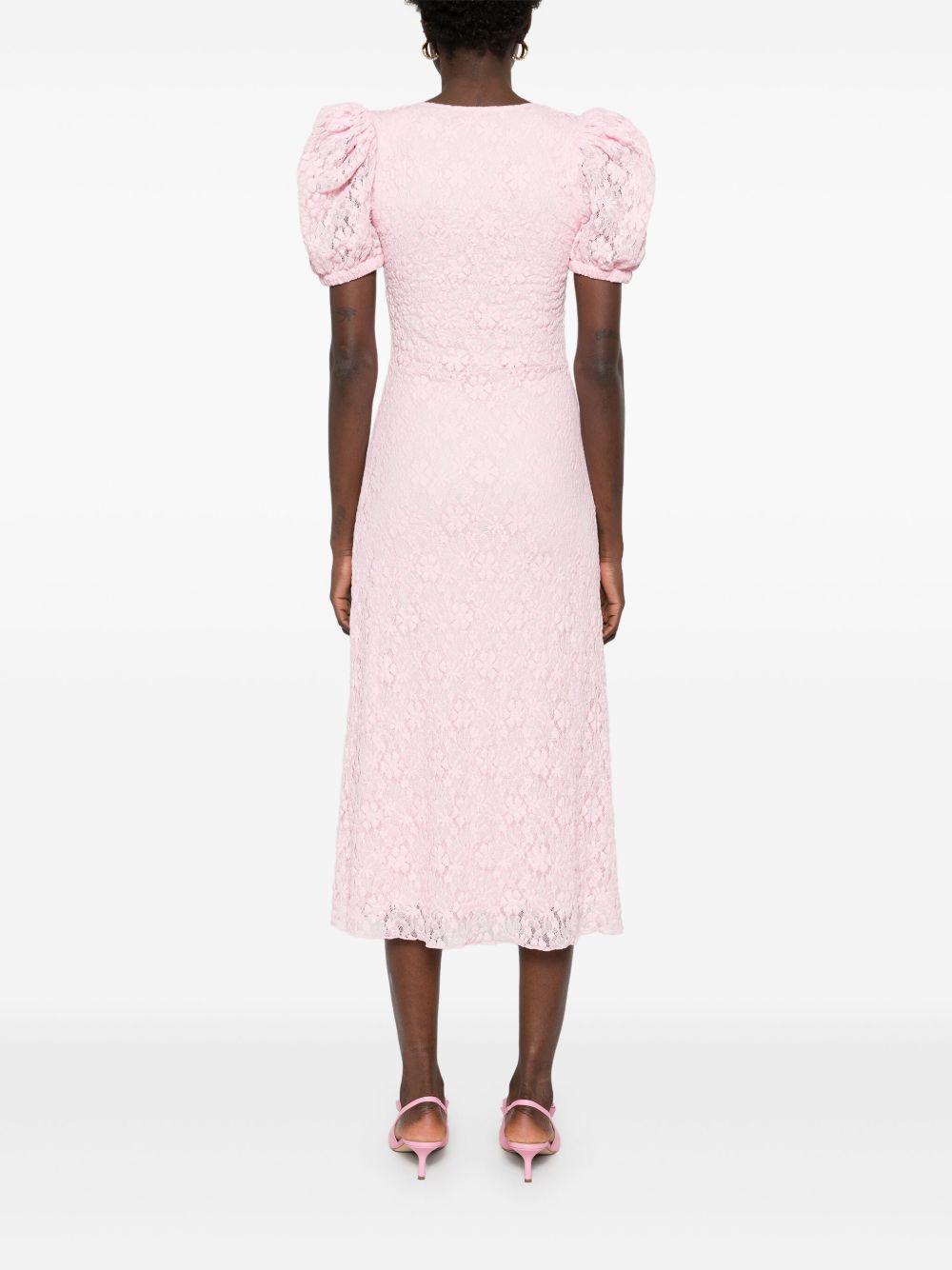 lace puff-sleeve midi dress Product Image