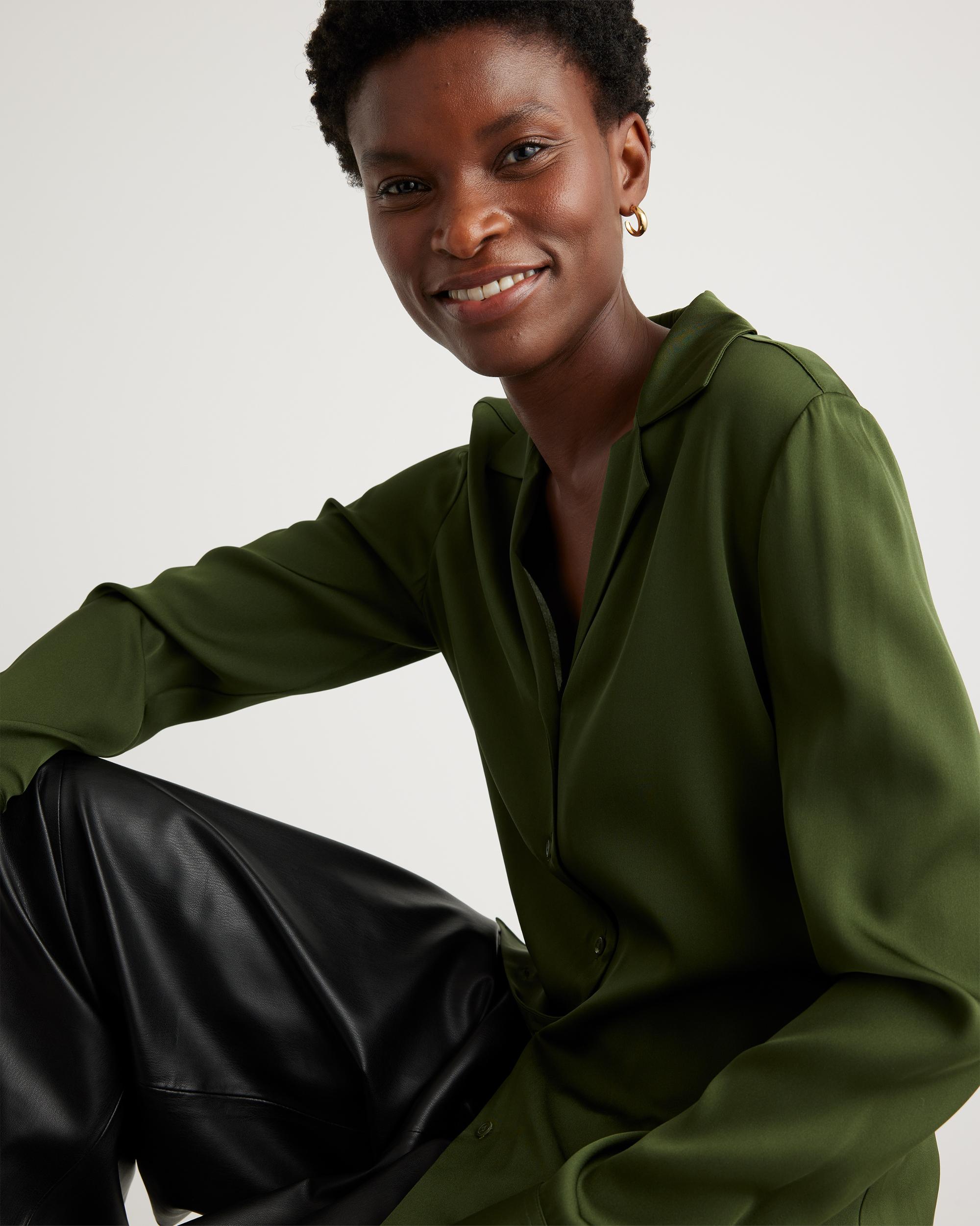 Quince | Women's Washable Stretch Silk Notch Collar Blouse Product Image