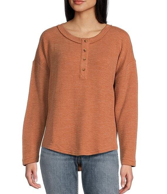 Blu Pepper Long Sleeve Henley Knit Top Product Image