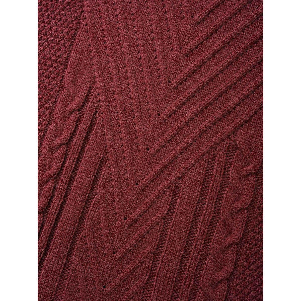 Plus Size Texture Cable Knit Raglan Sleeve Pullover Scarlet Women Casual Loose Long Sleeve Round Neck Everyday Pullovers BloomChic 12/L Product Image