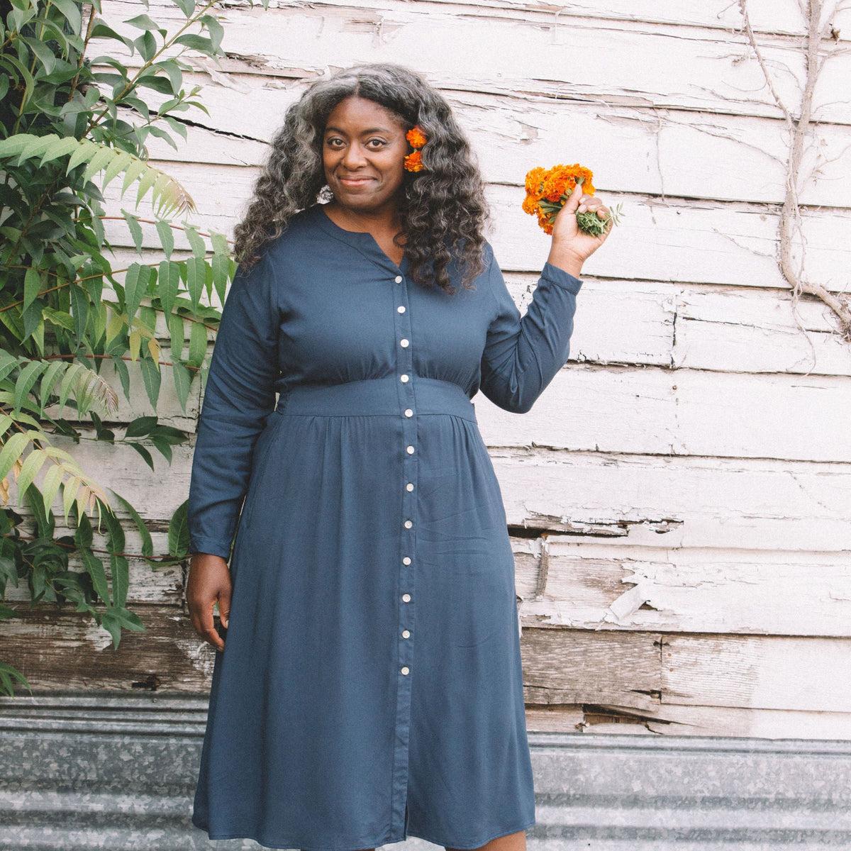 Vera Dress in Navy Challis Product Image