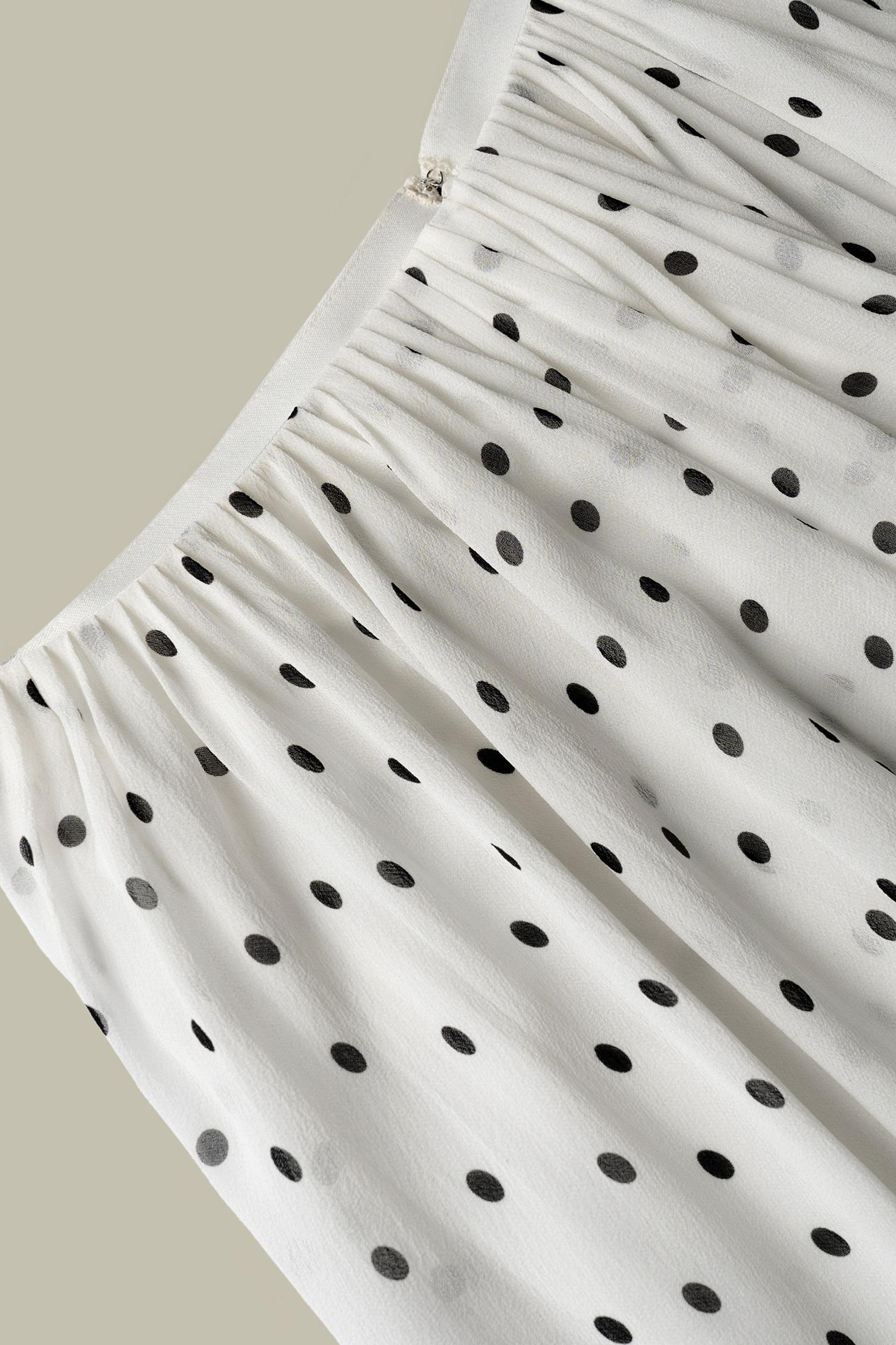 Polka-Dot Silk Midi Skirt Product Image