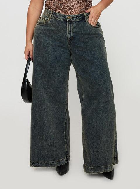 Ziggie Low Rise Baggy Jeans Antique Wash Curve Product Image