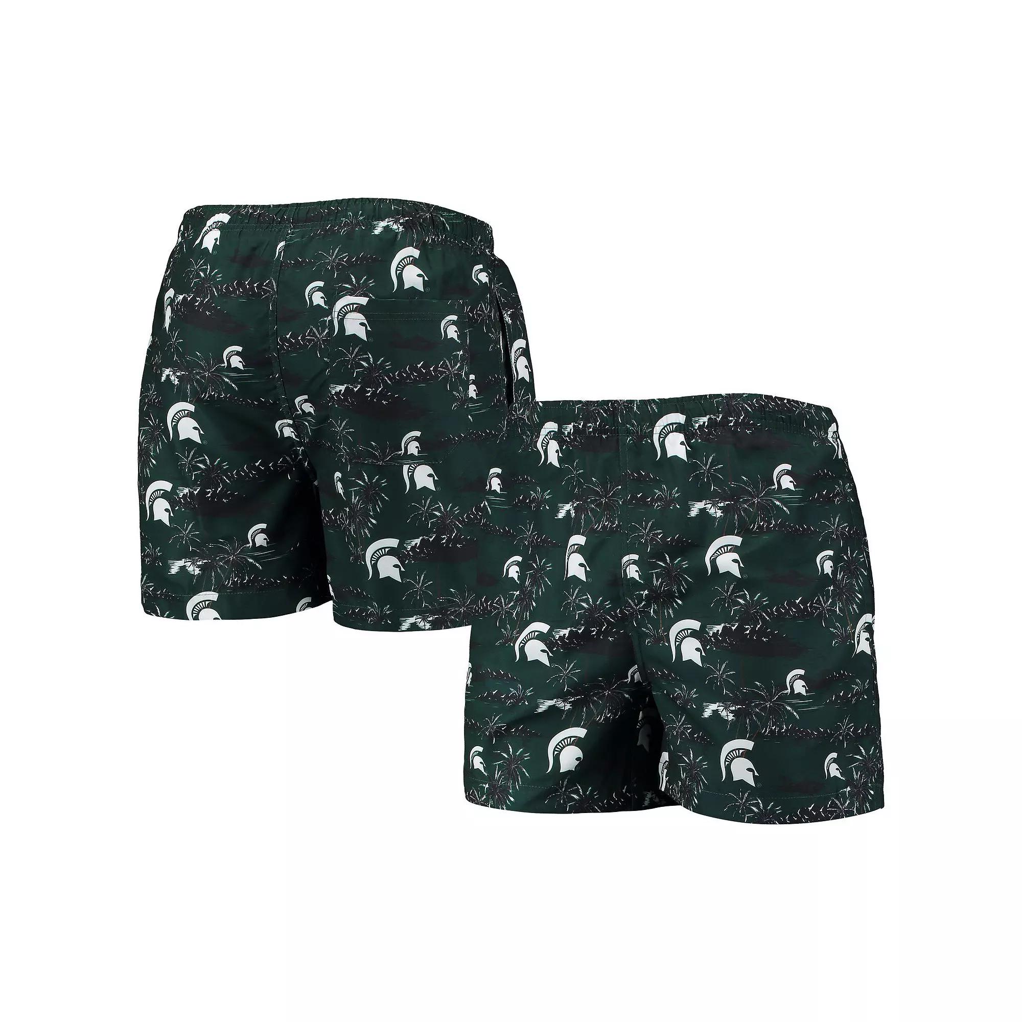 Men's FOCO Green Michigan State Spartans Island Palm Swim Trunks,  Product Image