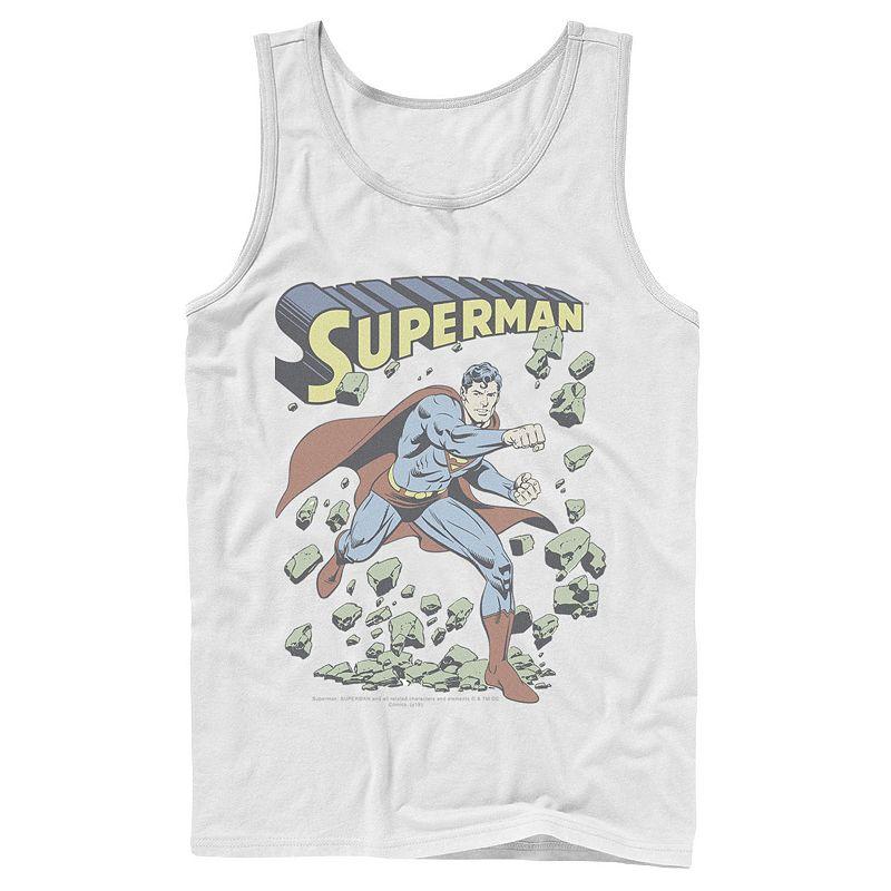 Men's DC Comics Superman With Rocks Vintage Poster Tank Top,  Product Image