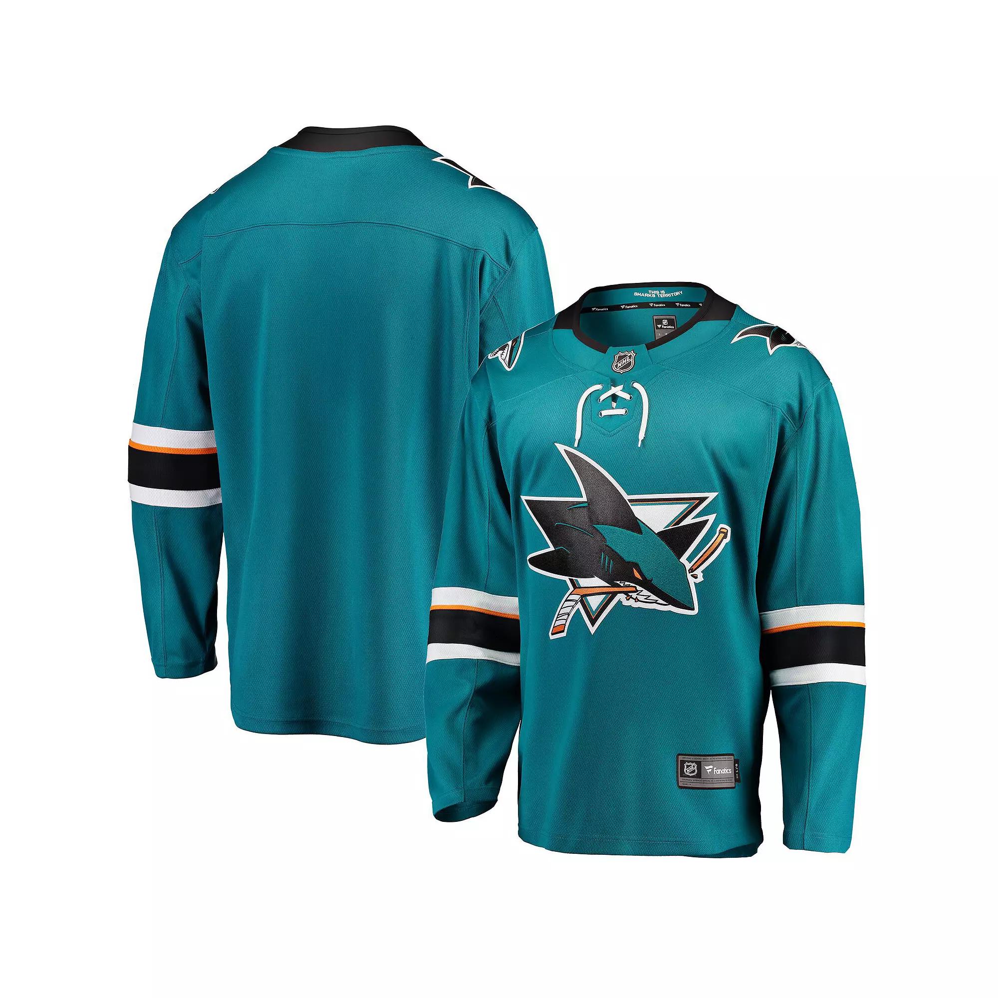 Men's Fanatics Branded Teal San Jose Sharks Breakaway Home Jersey, Size: Large, Sks Blue Product Image