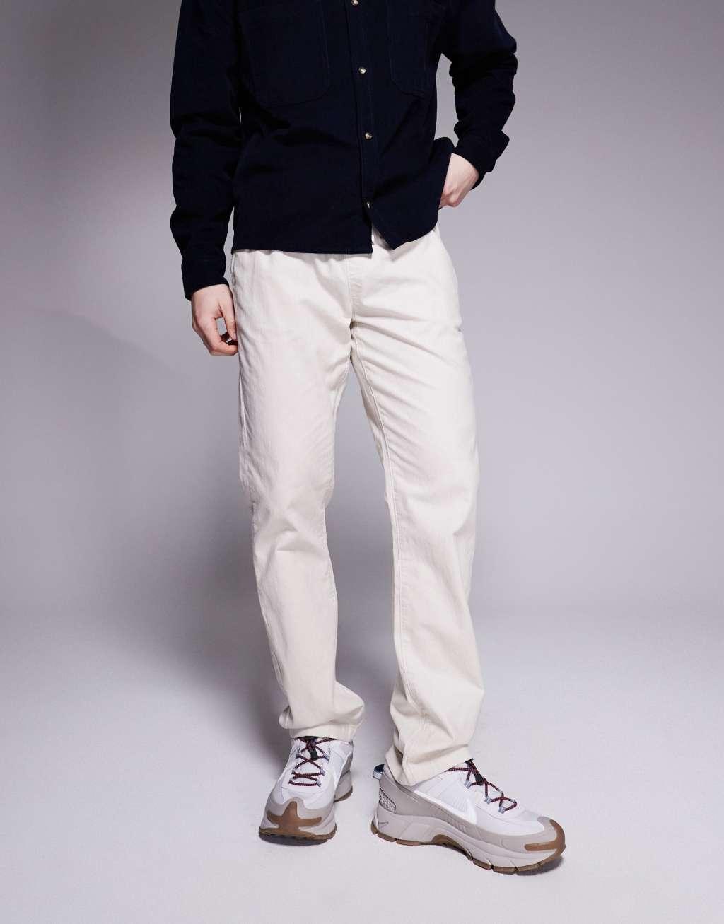 ASOS DESIGN slim linen blend pants in stone Product Image