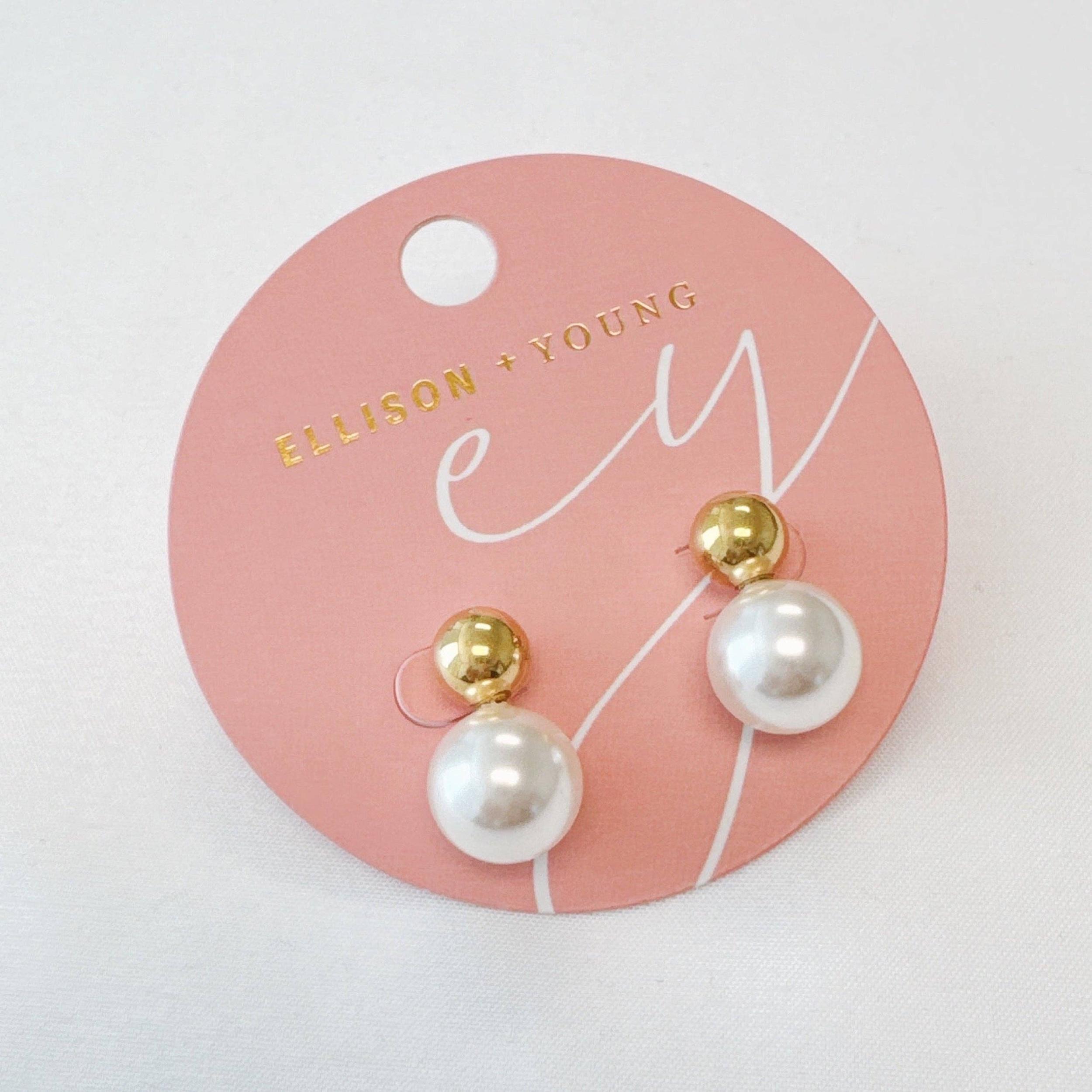 Ball And Pearl Stud Earrings Product Image