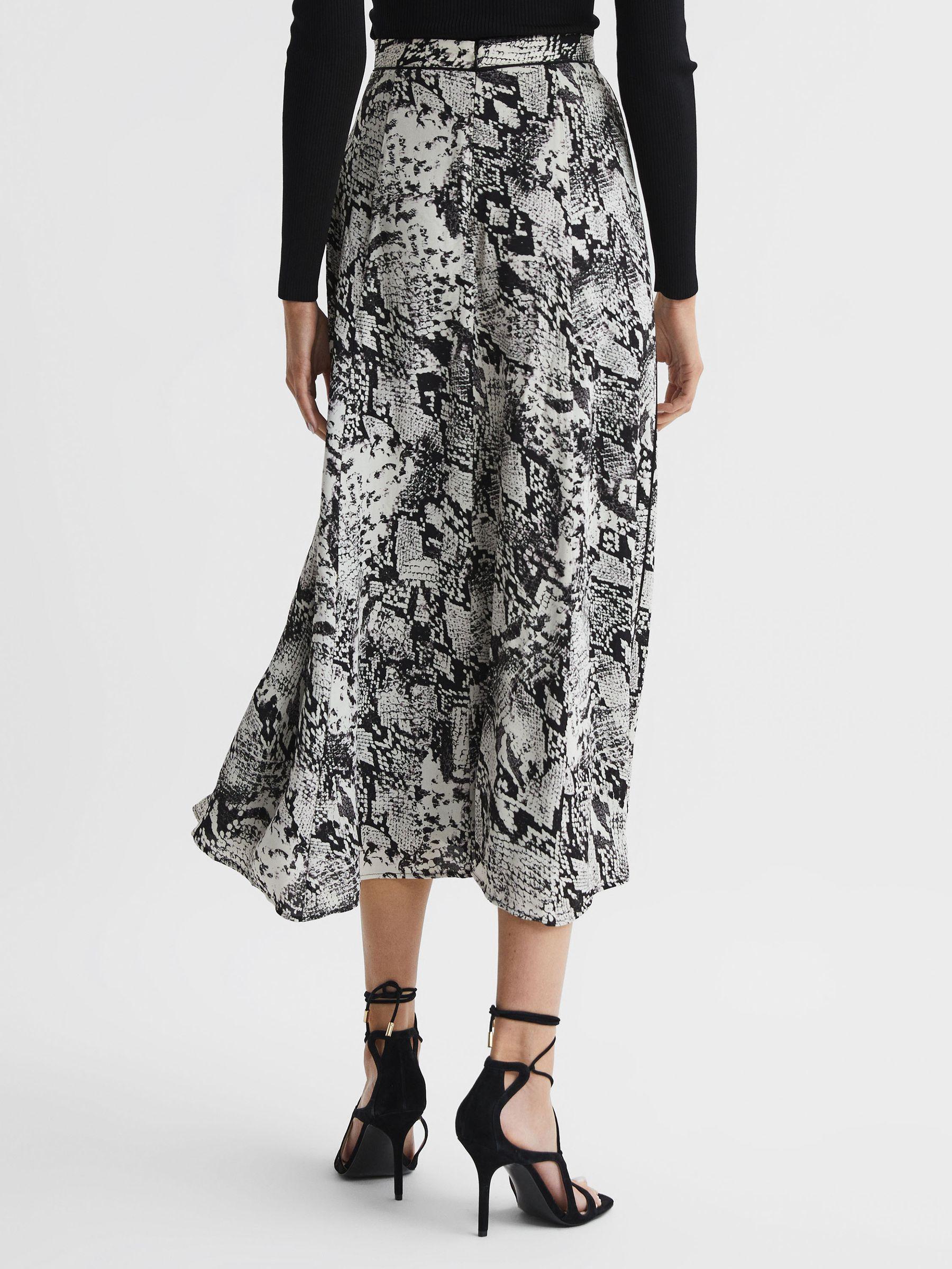 Printed Slip Midi Skirt in Black Product Image
