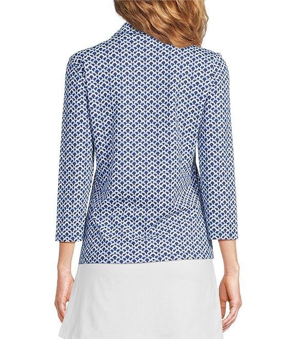 J.McLaughlin Aida Printed Catalina Cloth Split V-Neck 3/4 Sleeve Top Product Image