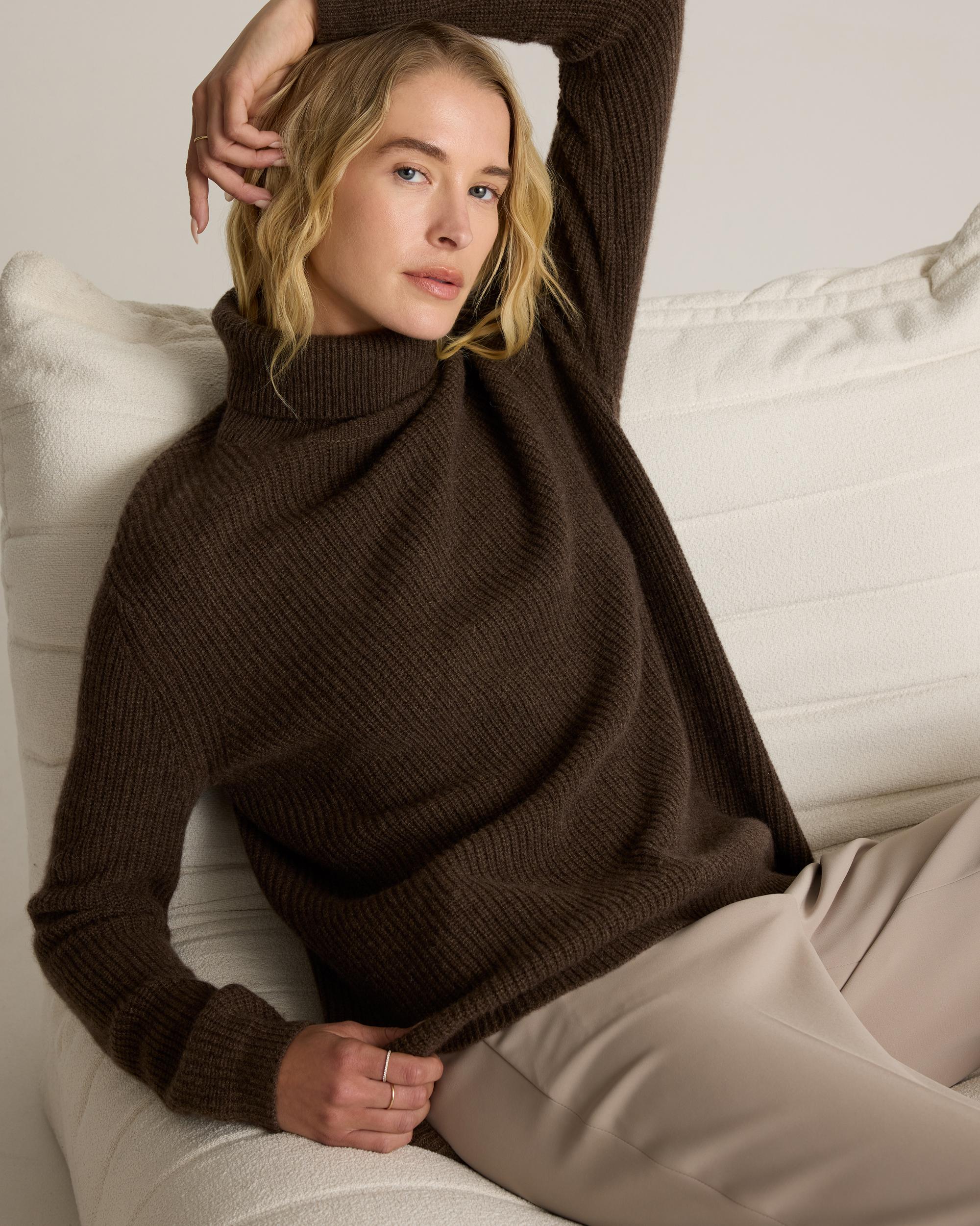 Quince | Women's Mongolian Cashmere Fisherman Turtleneck Sweater Product Image